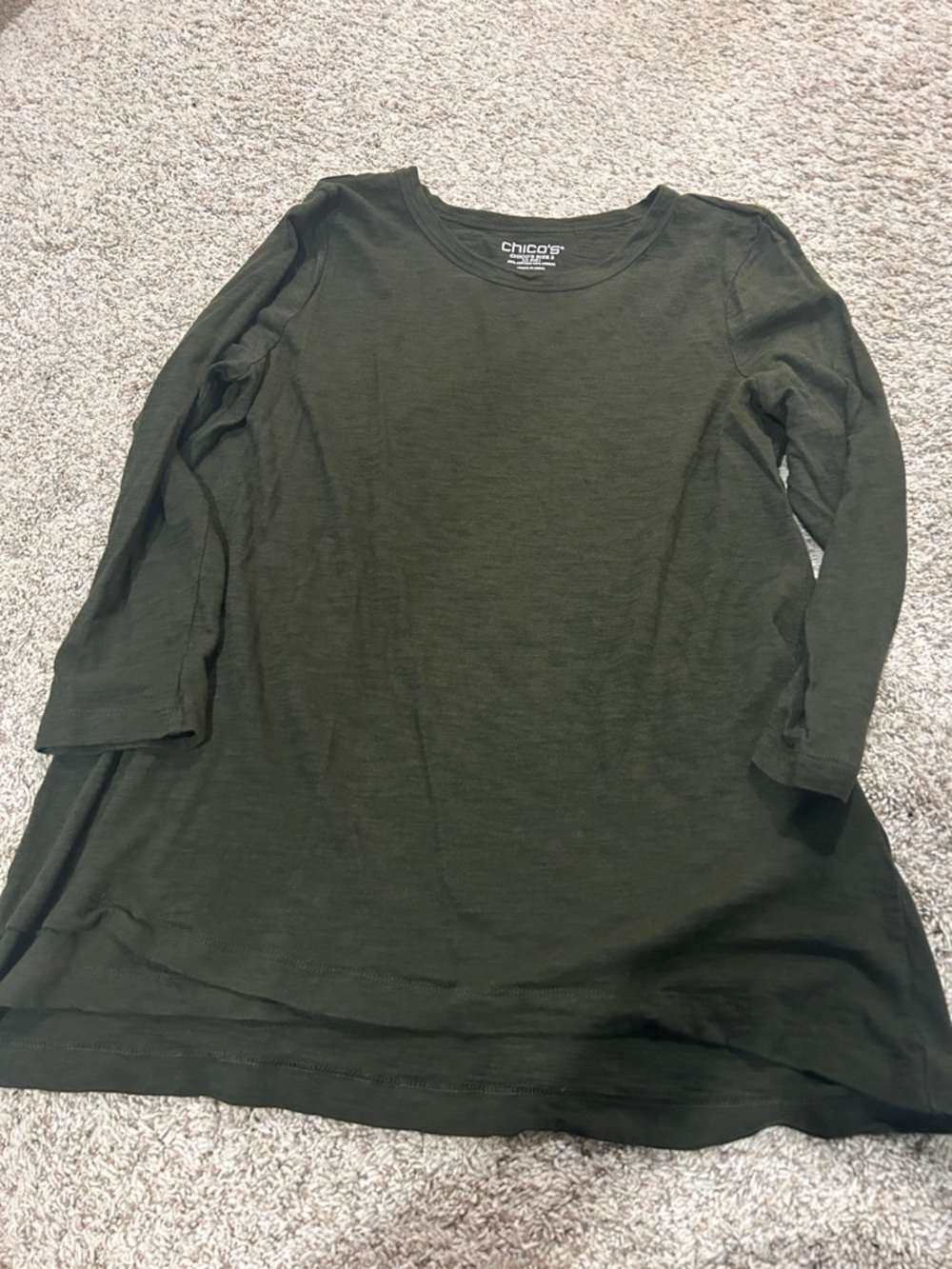 Chico's Olive Scoop-Neck Tunic Top